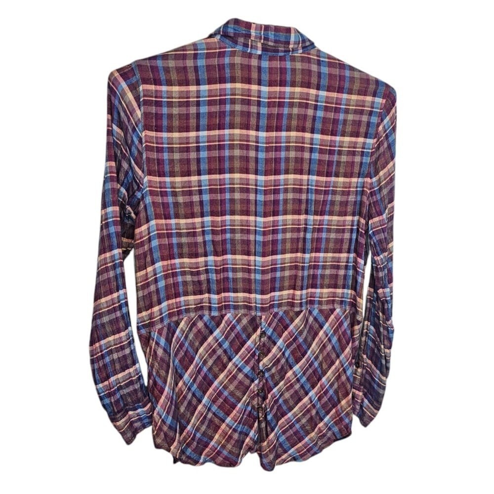 Lucky Brand Purple Plaid Soft Flannel Button Up Large - Picture 6 of 7